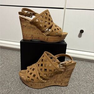 Franco Sarto Brown Wedge Sandals